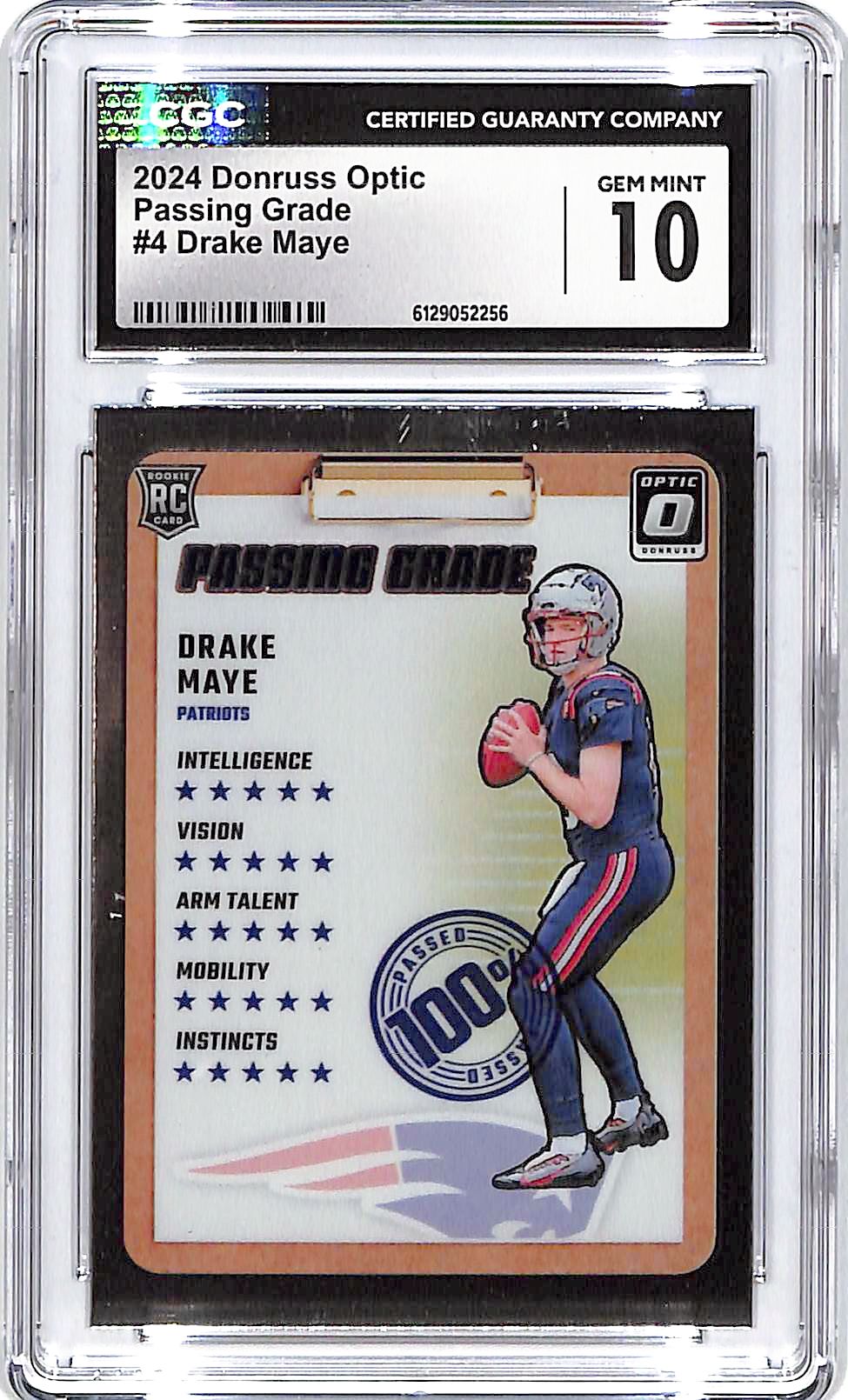 2024 Donruss Optic Drake Maye Passing Grade Rookie RC #4 CGC 10 Patriots