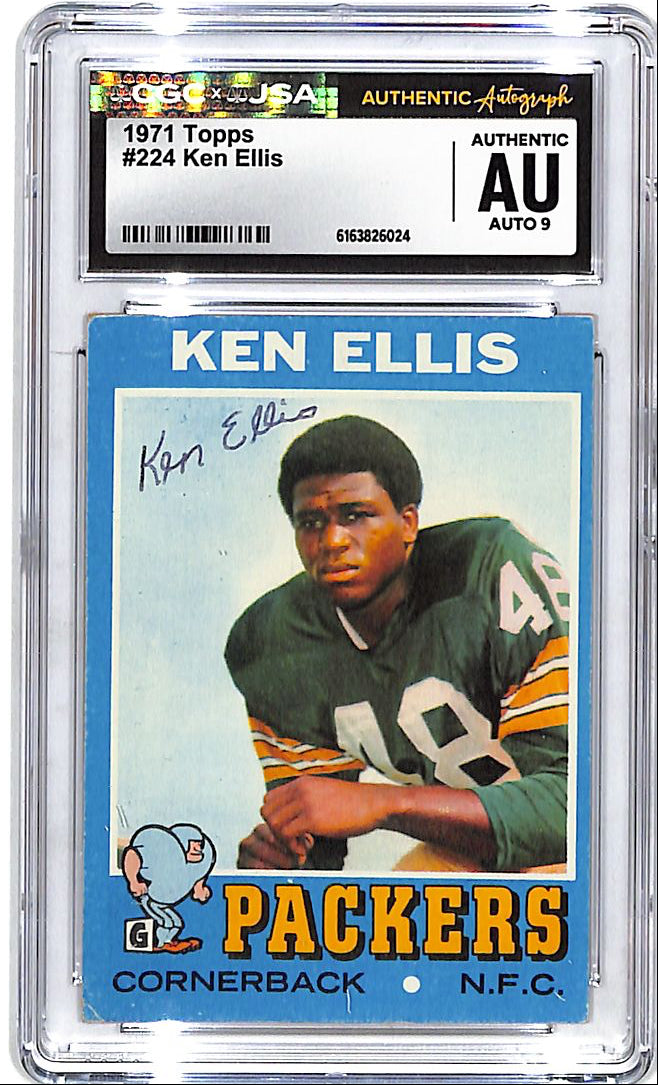 1971 Topps Ken Ellis Auto Autograph CGC Authentic Packers