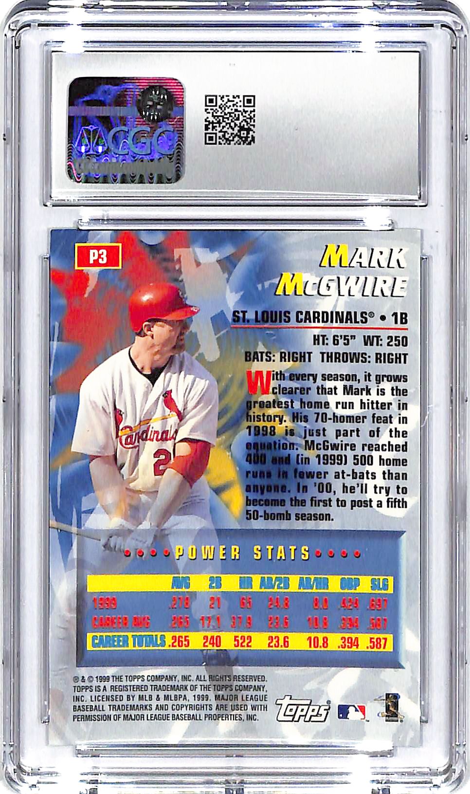 2000 Mark McGwire Topps Power Players #P3 CGC Mint Plus 9.5