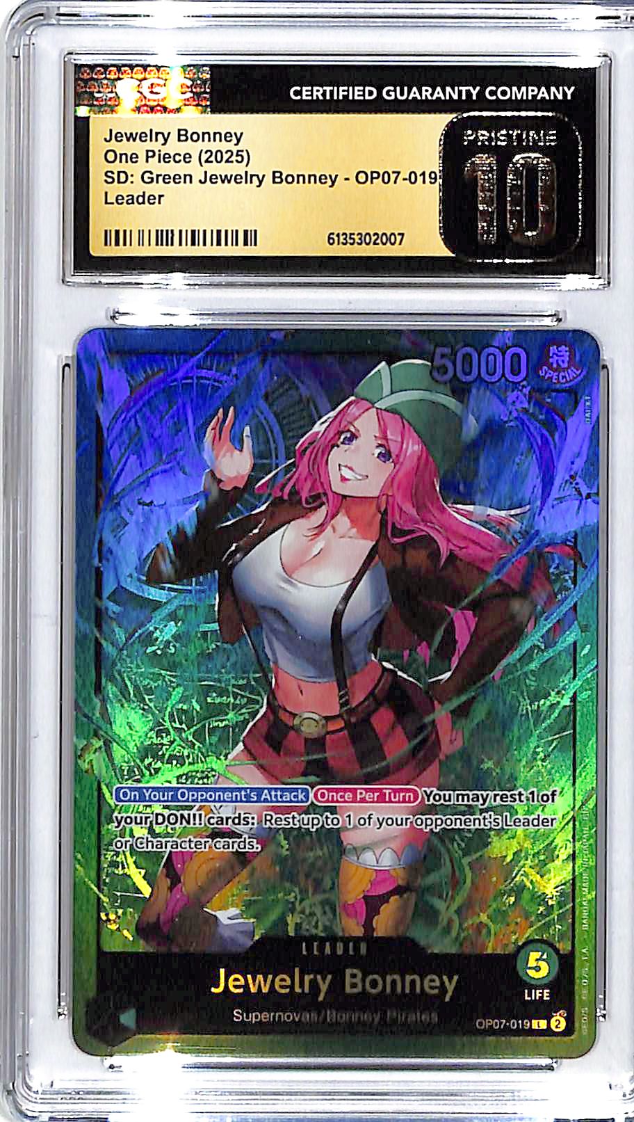 One Piece SD Green Jewelry Bonny OP07 Jewelry Bonney 019 Leader CGC 10 Pristine