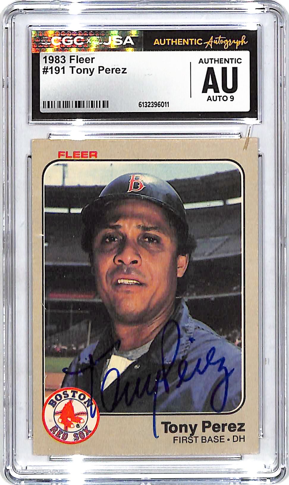 1983 Fleer Tony Perez Auto Autograph CGC Authentic Red Sox