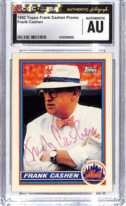 1992 Topps Frank Cashen Promo Auto Autograph CGC Authentic Mets