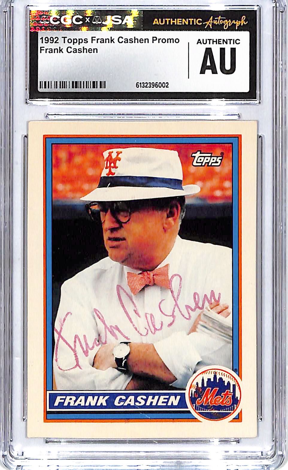 1992 Topps Frank Cashen Promo Auto Autograph CGC Authentic Mets