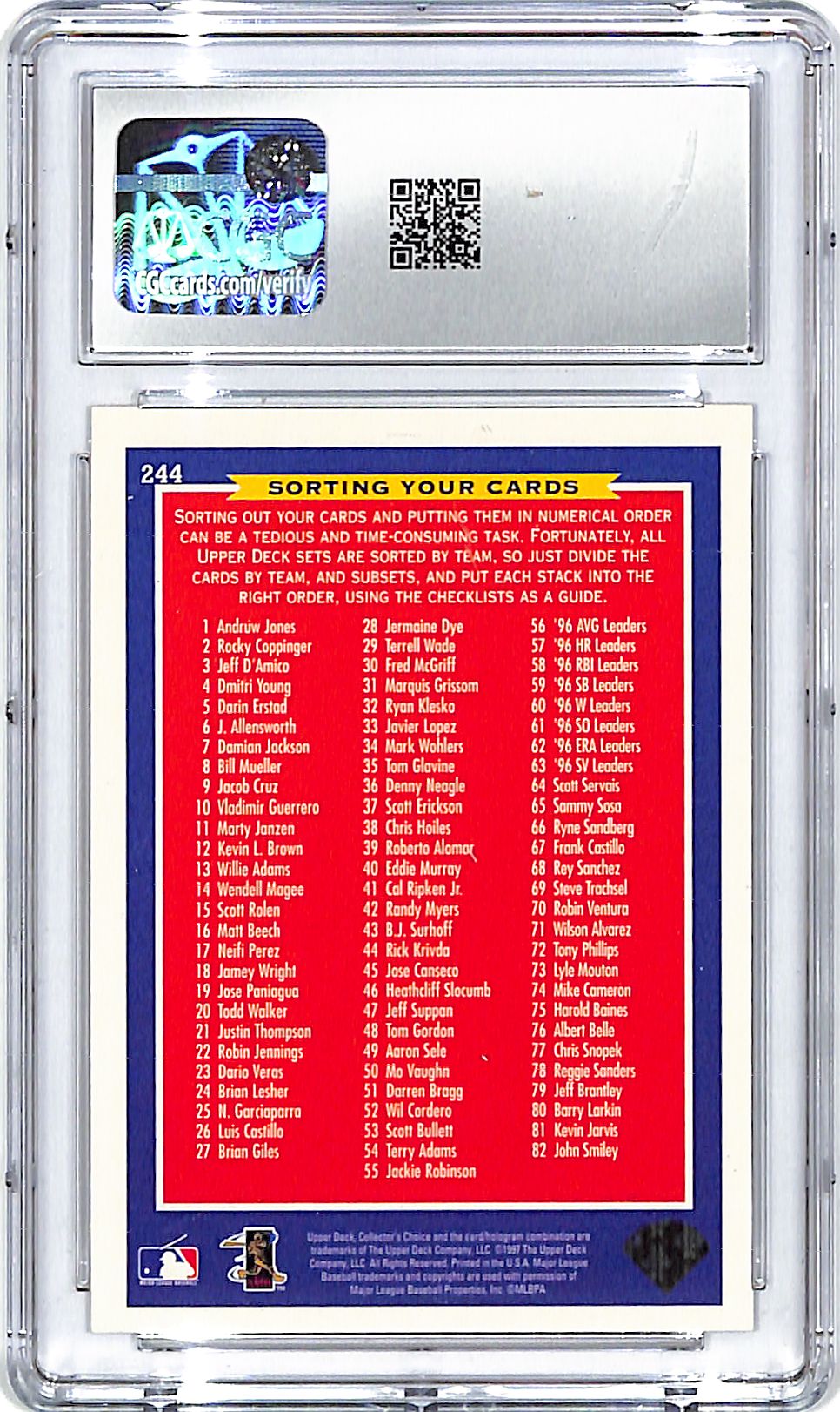 1997 Collector's Choice Ken Griffey Jr #244 CGC 9.5 Mariners