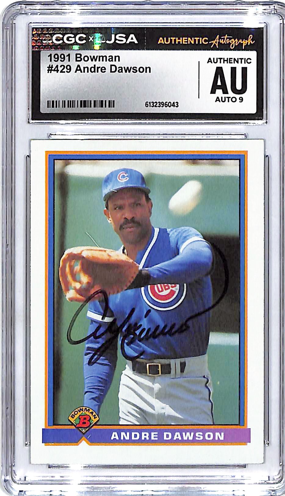 1991 Bowman Andre Dawson Auto Autograph CGC Authentic Cubs