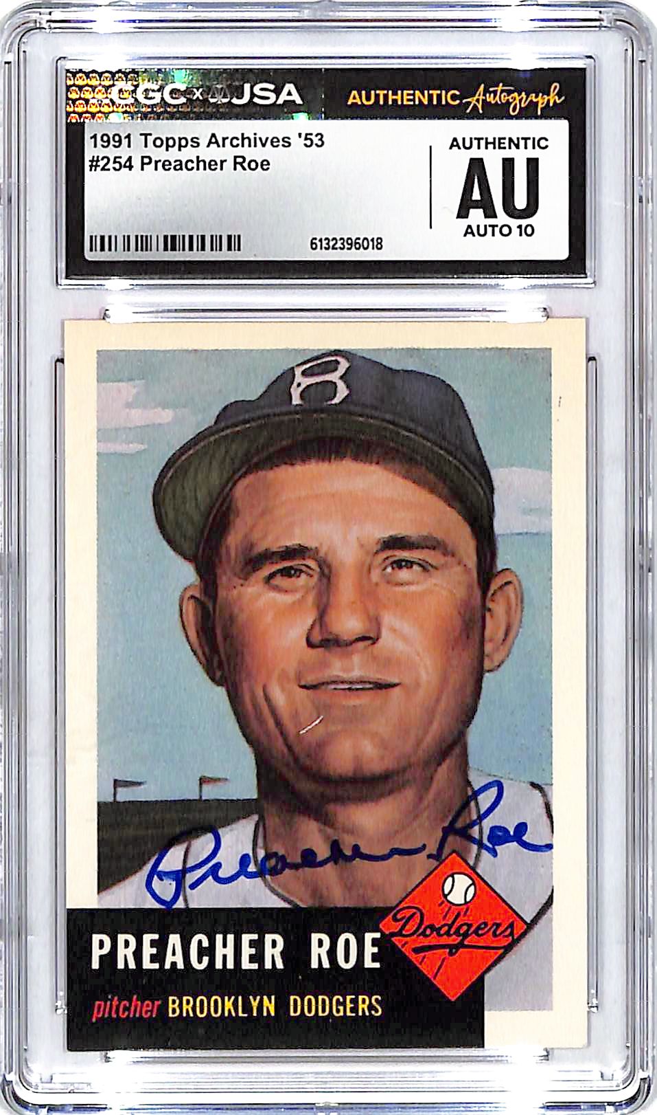 1991 Topps Archives 53 Preacher Roe Auto Autograph CGC Authentic Dodgers