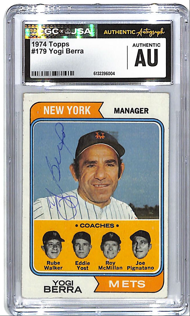 1974 Topps Yogi Berra Auto Autograph CGC Authentic Mets