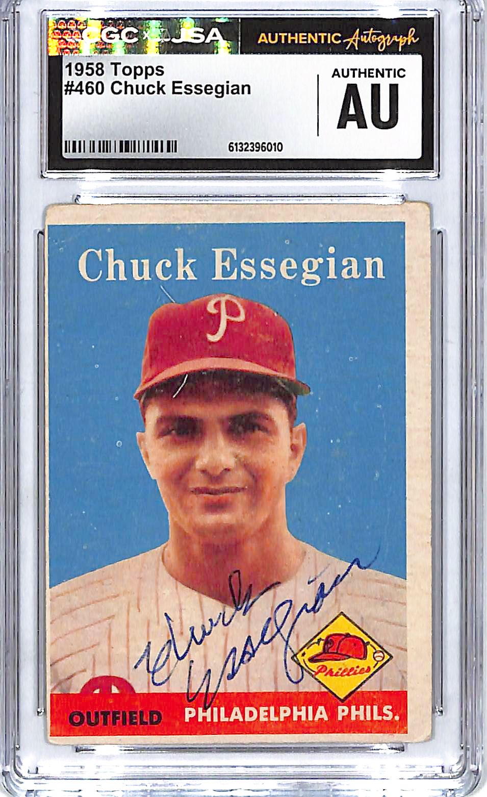 1958 Topps Chuck Essegian Auto Autograph CGC Authentic Phillies