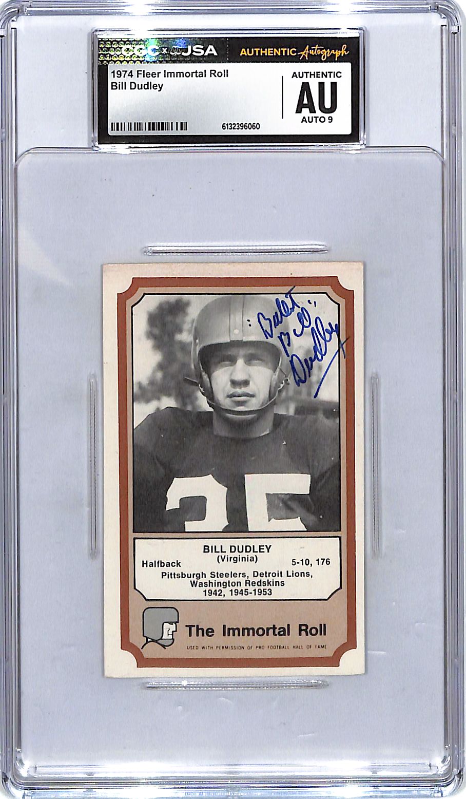 1974 Fleer Immortal Roll Bill Dudley Auto Autograph CGC Authentic