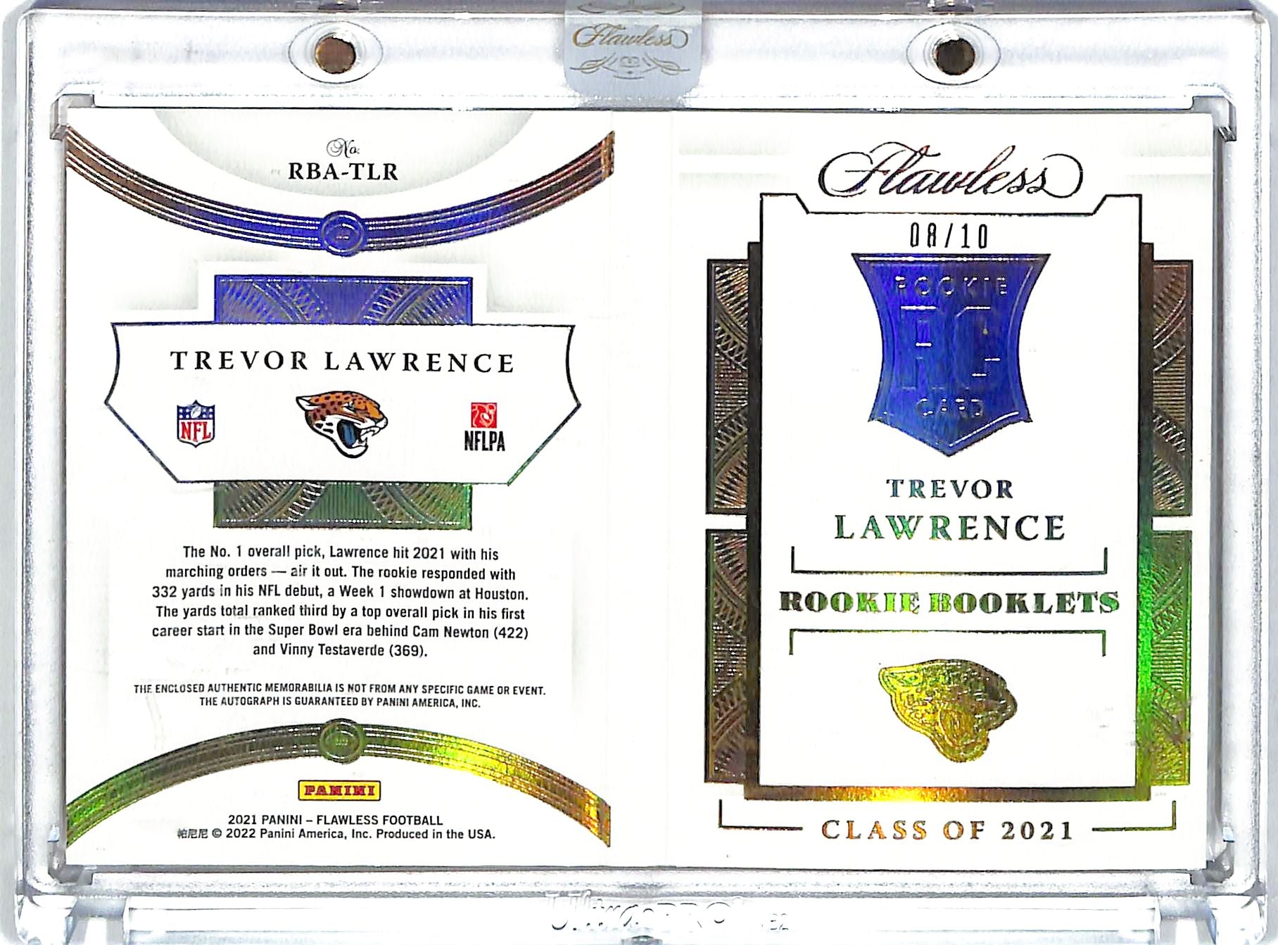 2021 Flawless Trevor Lawrence Auto Autograph Rookie RC Patch Jersey Booklet /10 Jaguars