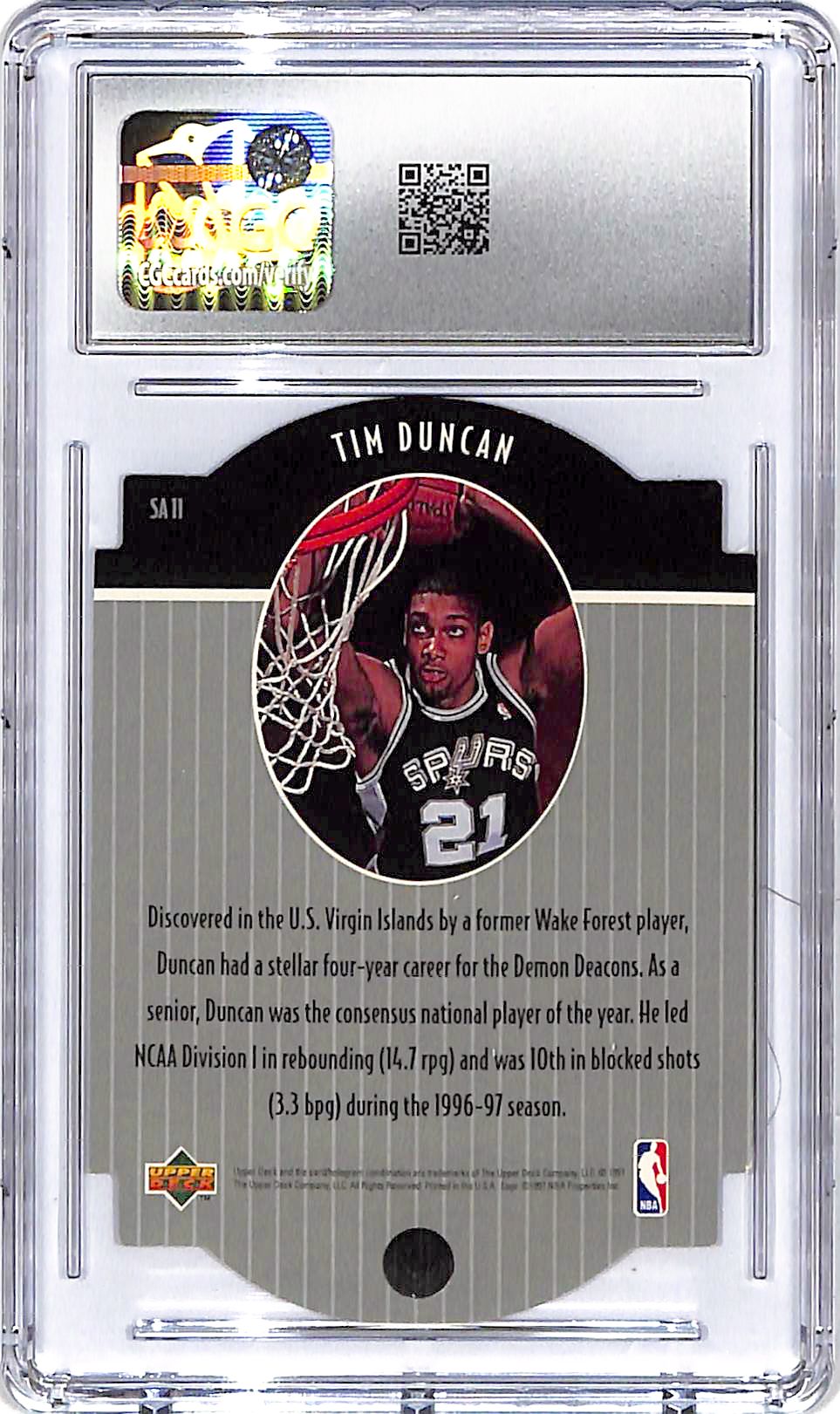 1997-98 Collector's Choice Tim Duncan Star Attractions CGC 8.5 Spurs