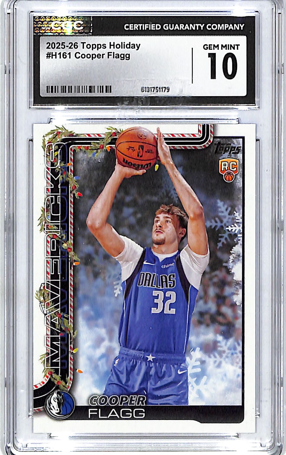 2025-26 Topps Holiday Cooper Flagg Rookie RC CGC 10 Mavericks