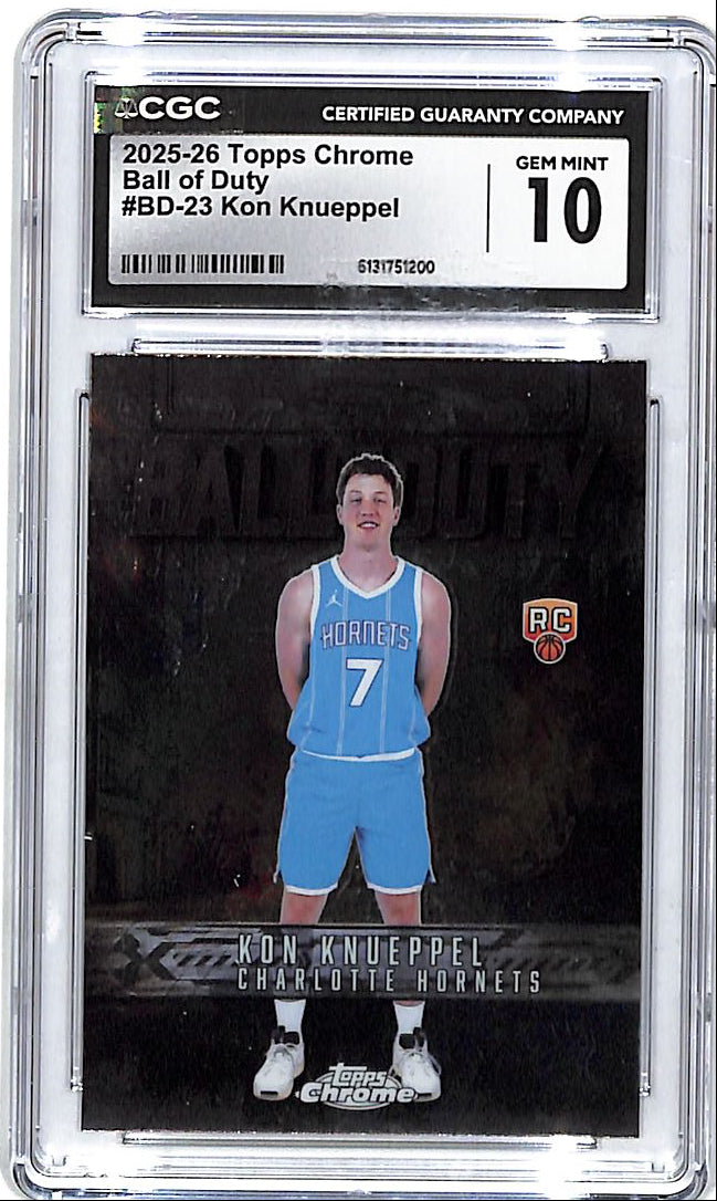 2025-26 Topps Chrome Kon Knueppel Ball of Duty Rookie RC CGC 10 Hornets