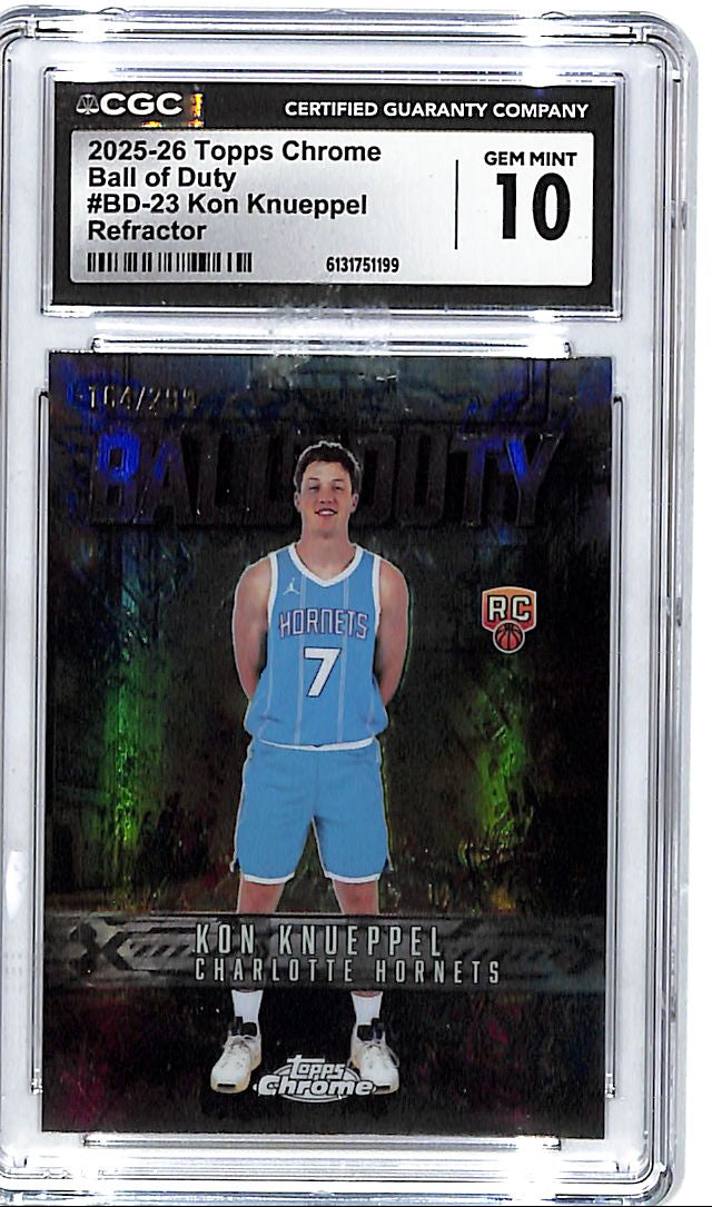 2025-26 Topps Chrome Kon Knueppel Ball of Duty Refractor Rookie RC /299 CGC 10 Hornets