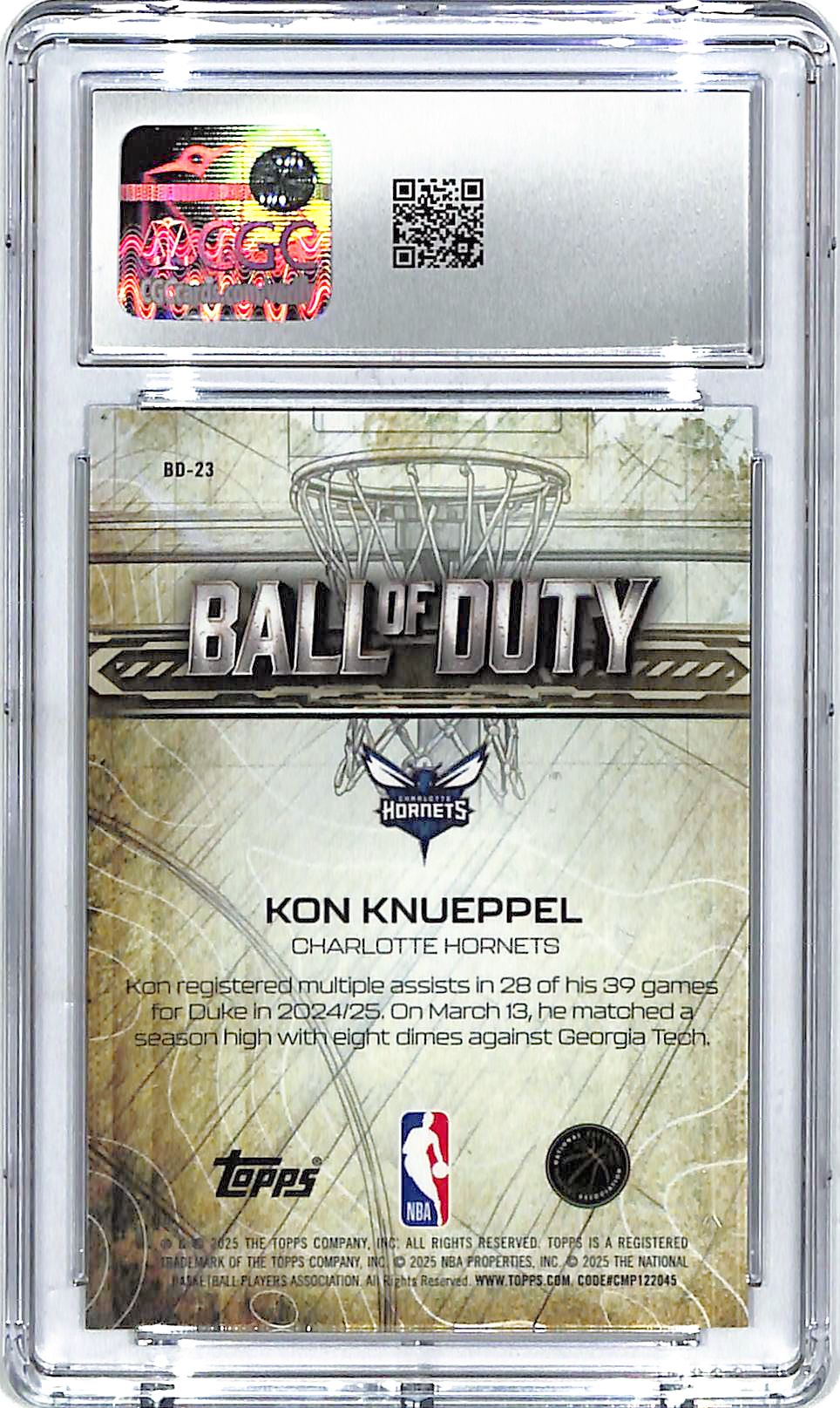 2025-26 Topps Chrome Kon Knueppel Ball of Duty Refractor Rookie RC /299 CGC 10 Hornets