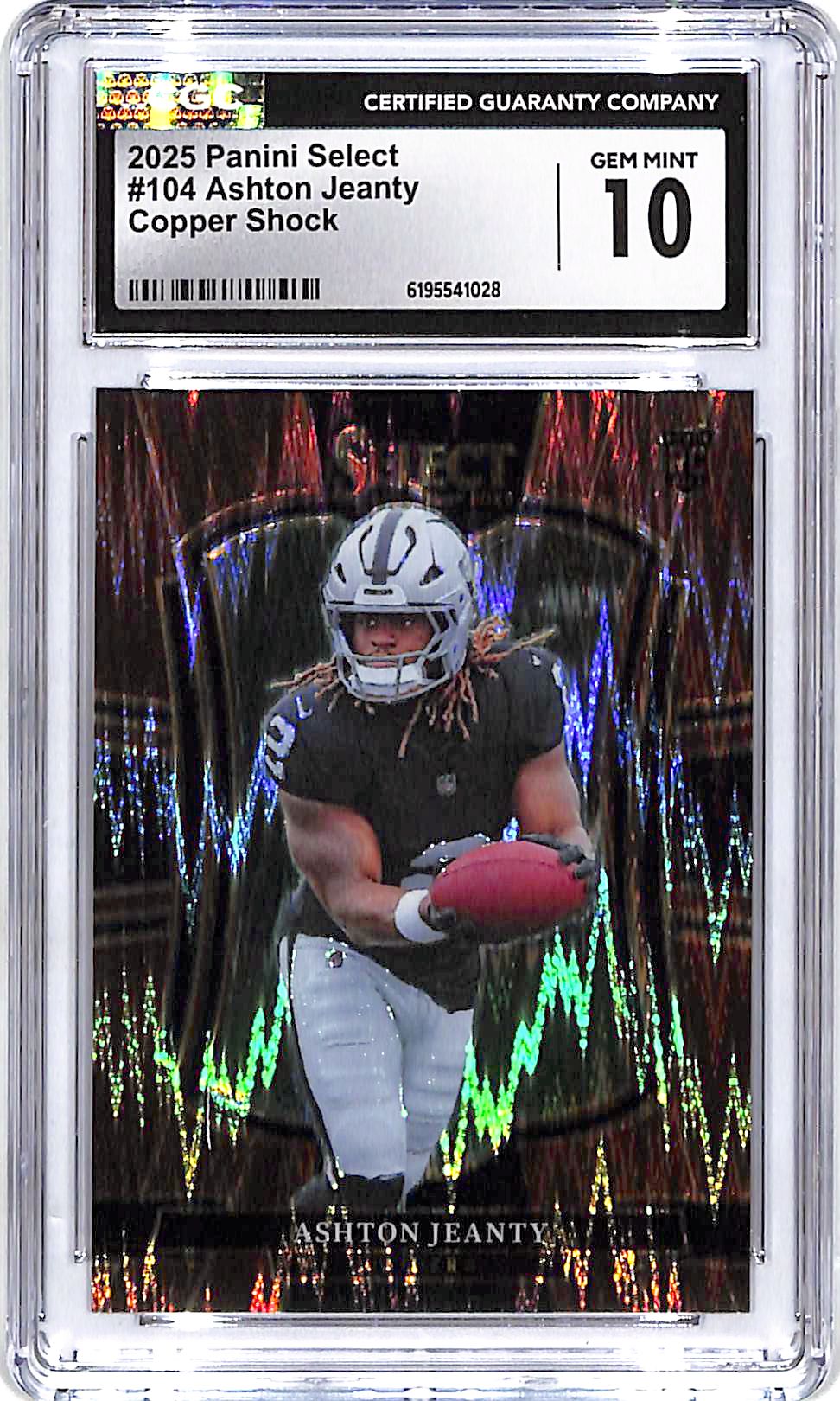 2025 Select Ashton Jeanty Rookie RC Copper Shock /899 CGC 10 Raiders