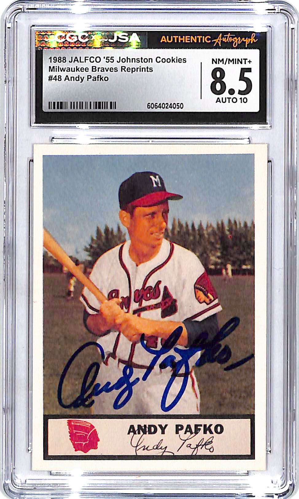 1988 Jalfco 55 Johnston Cookies Andy Pafko Auto Autograph CGC 8.5 Authentic Braves