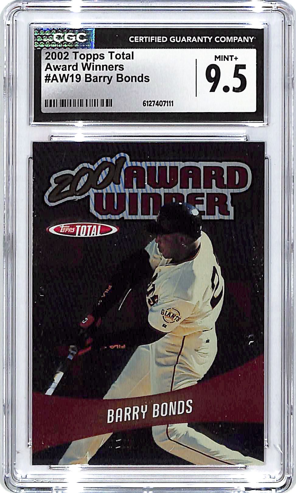 2002 Topps Total Barry Bonds Award Winners AW19 CGC 9.5 Giants