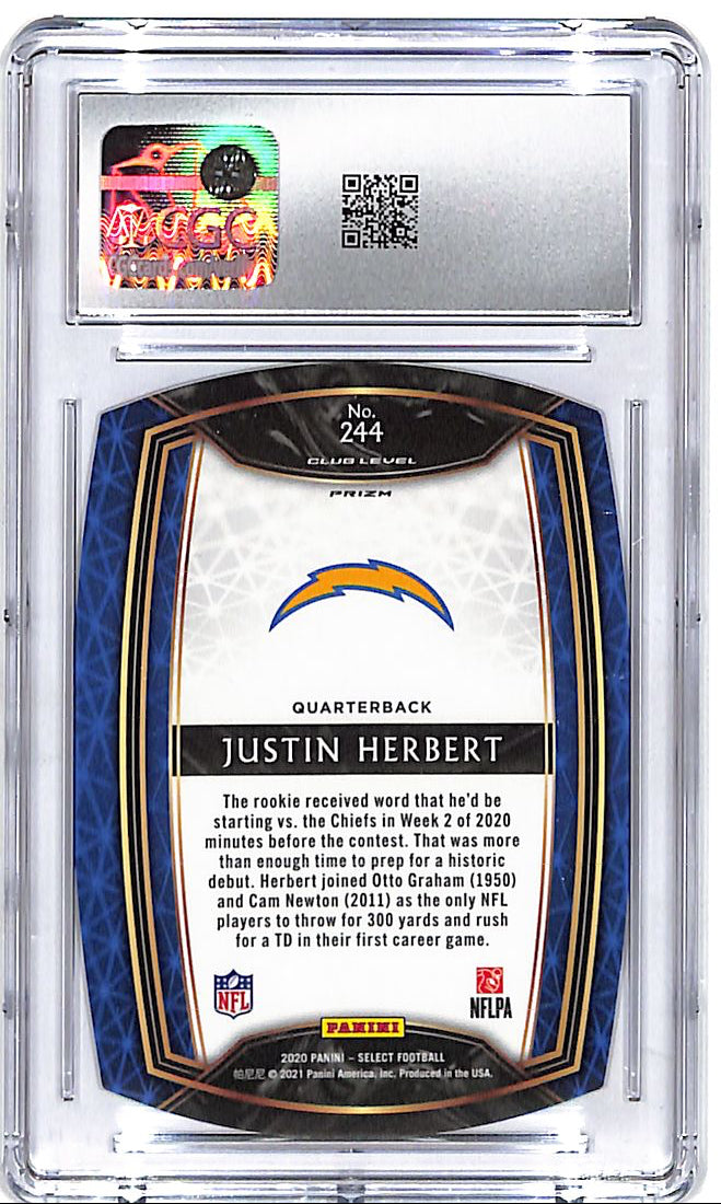 2020 Select Justin Herbert Rookie RC Purple Die Cut CGC 10 Chargers