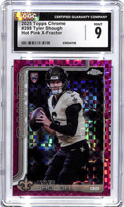2025 Topps Chrome Tyler Shough Rookie RC Hot Pink Xfractor CGC 9 Saints
