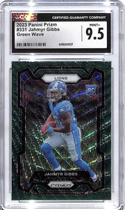 2023 Prizm Jahmyr Gibbs Rookie RC Green Wave CGC 9.5 Lions