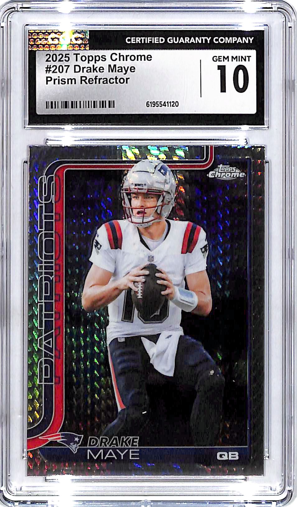 2025 Topps Chrome Drake Maye Prism Refractor CGC 10 Patriots