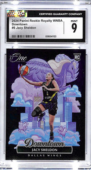 2024 Panini Rookie Royalty WNBA Jacy Sheldon Downtown RC #6 CGC 9 Wings