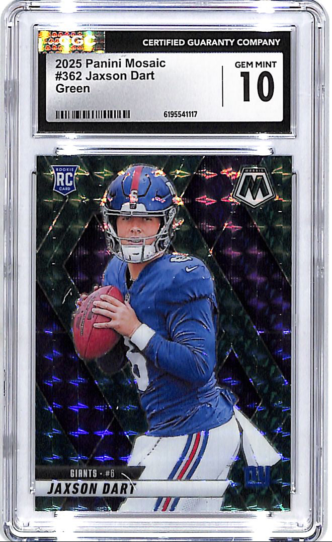 2025 Mosaic Jaxson Dart Rookie RC Green CGC 10 Giants