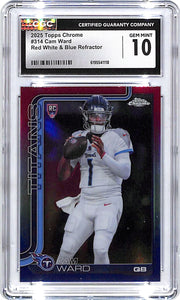 2025 Topps Chrome Cam Ward Rookie RC Red White and Blue Refractor CGC 10 Titans