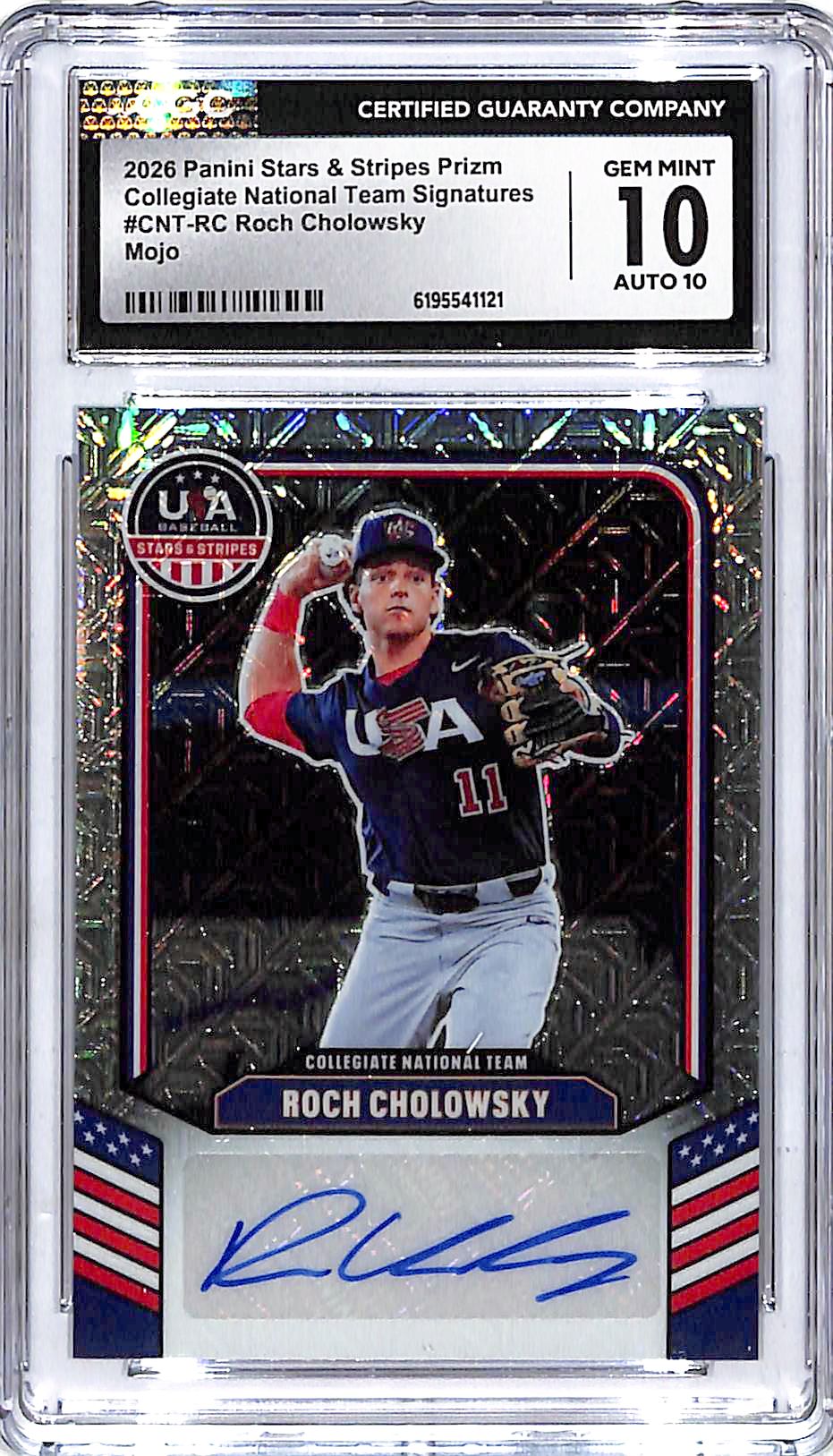2026 Stars and Stripes Roch Cholowsky Auto Autograph Rookie RC Mojo Prizm /25 CGC 10
