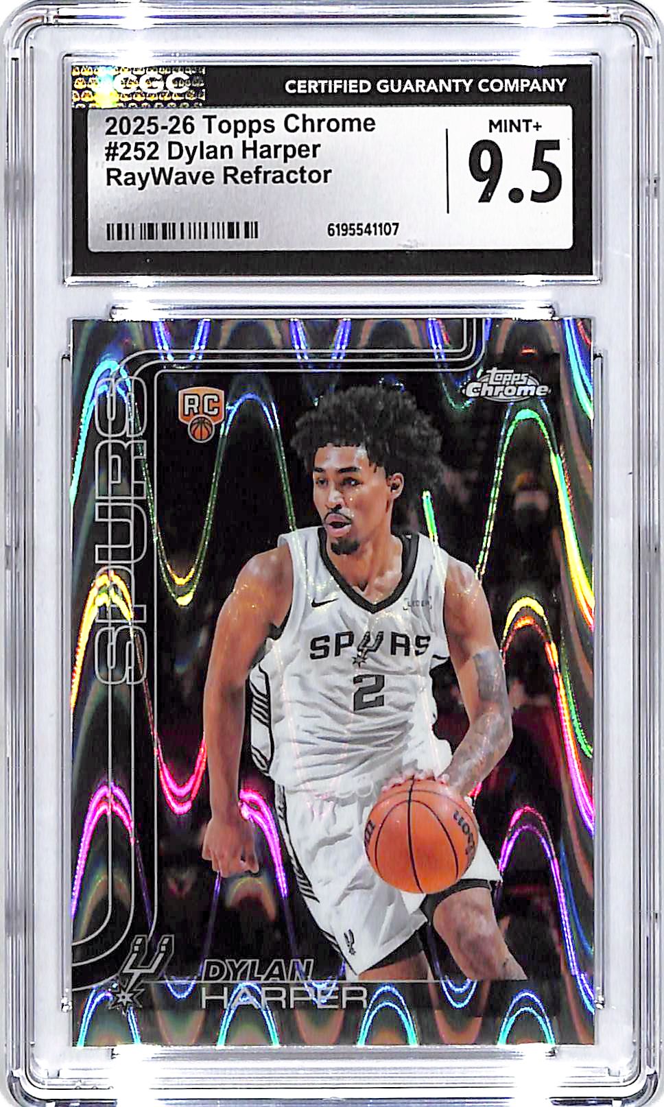 2025-26 Topps Chrome Dylan Harper Rookie RC RayWave Refractor CGC 9.5 Spurs