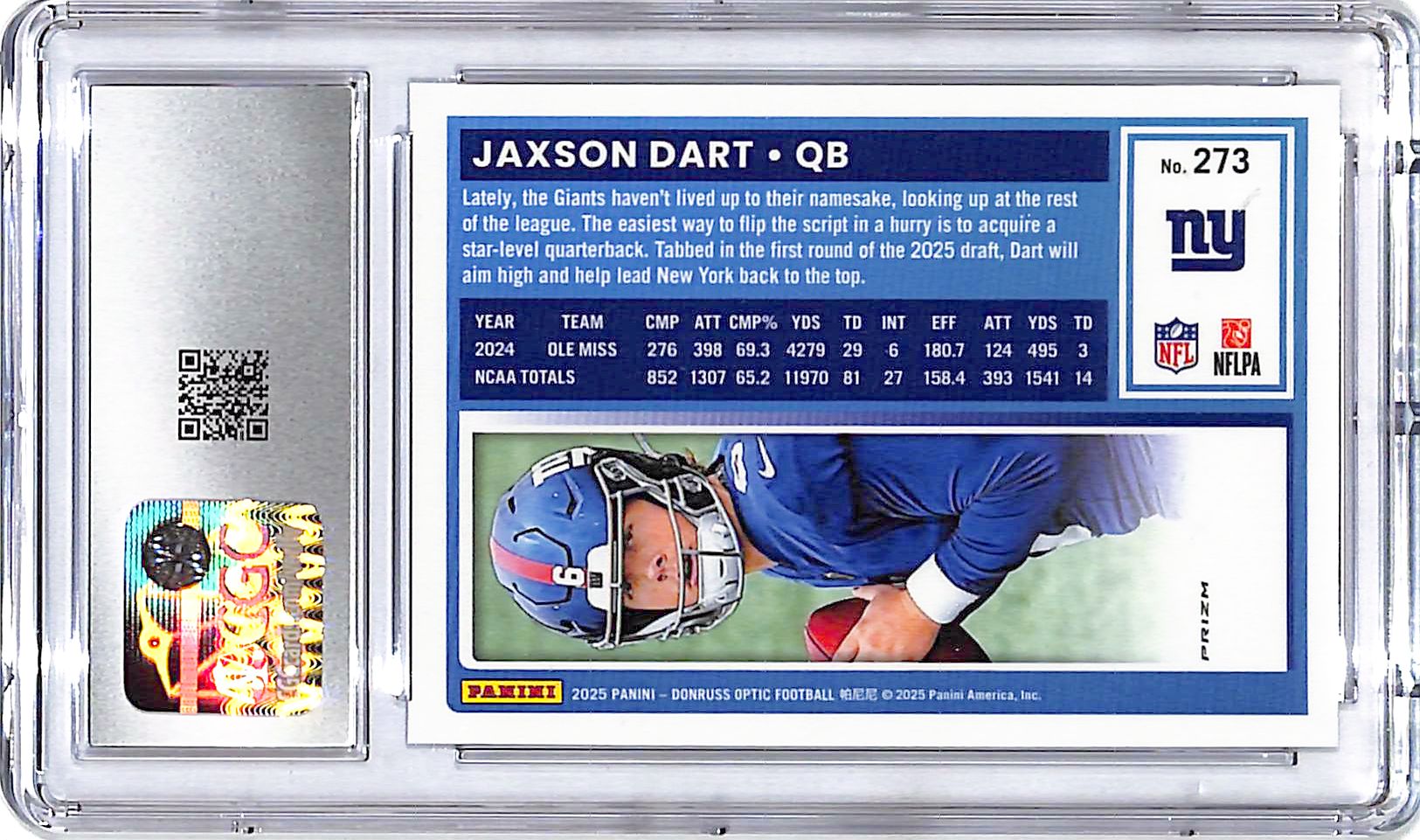 2025 Donruss Optic Jaxson Dart Rated Rookie RC Stars CGC 10 Giants