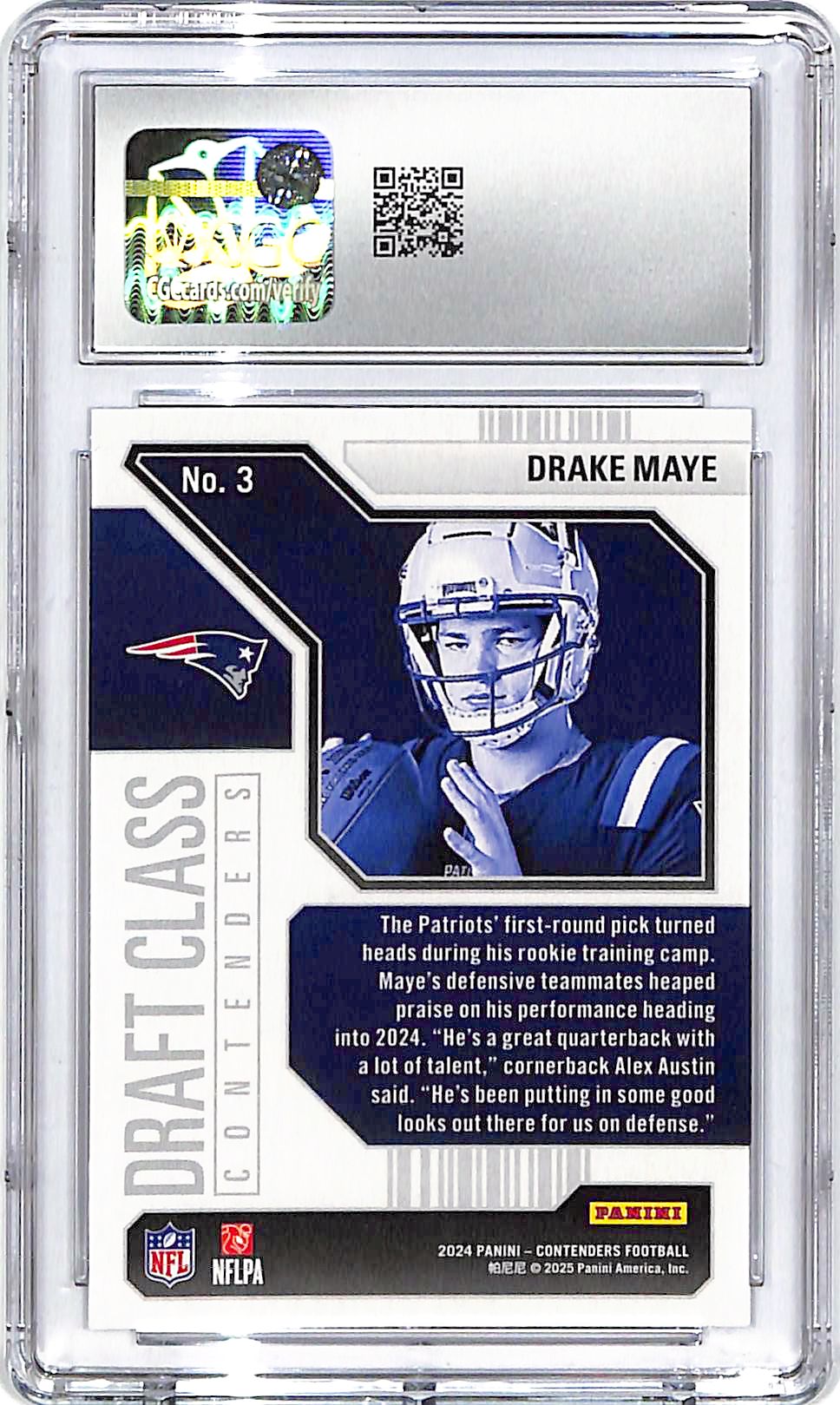 2024 Contenders Drake Maye Draft Class Rookie RC CGC 10 Patriots