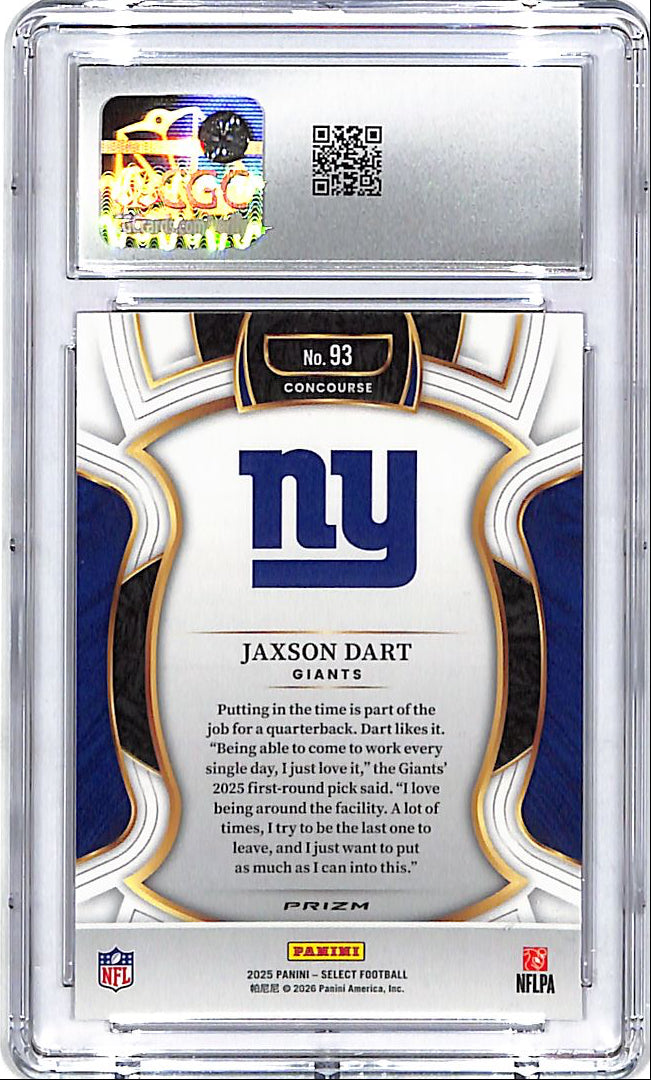 2025 Select Jaxson Dart Rookie RC Pink Shock CGC 9 Giants