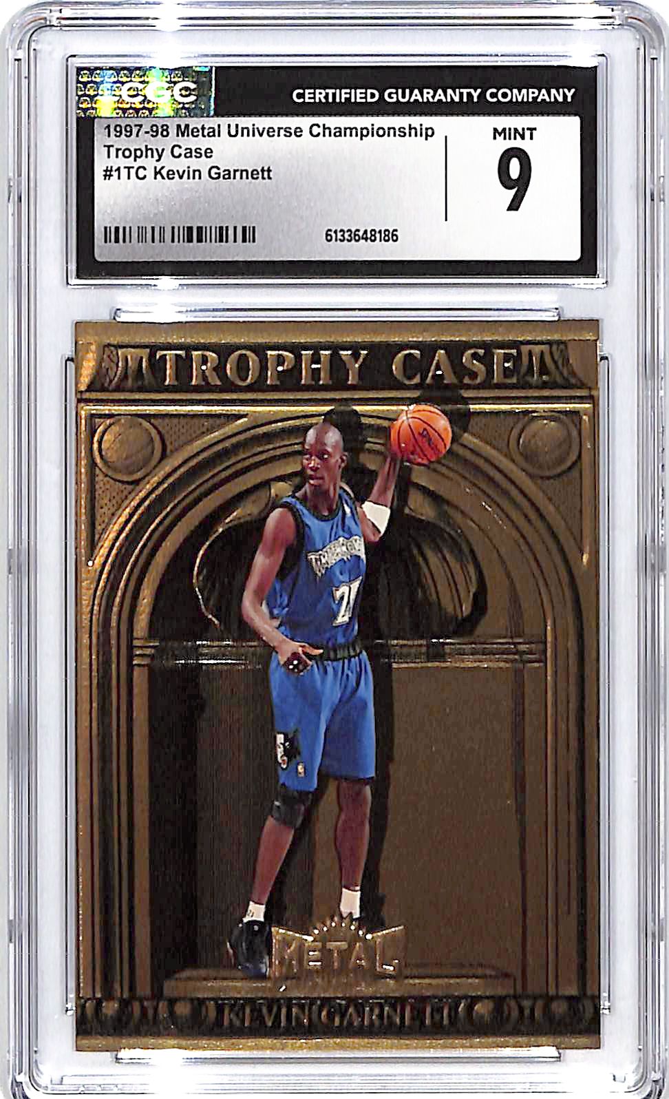 1997-98 Metal Universe Championship Kevin Garnett Trophy Case CGC 9 Timberwolves