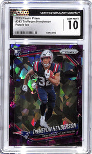 2025 Prizm TreVeyon Henderson Rookie RC Purple Cracked Ice /225 CGC 10 Patriots
