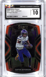 2020 Select Justin Jefferson Rookie RC Orange Die Cut CGC 10 Vikings