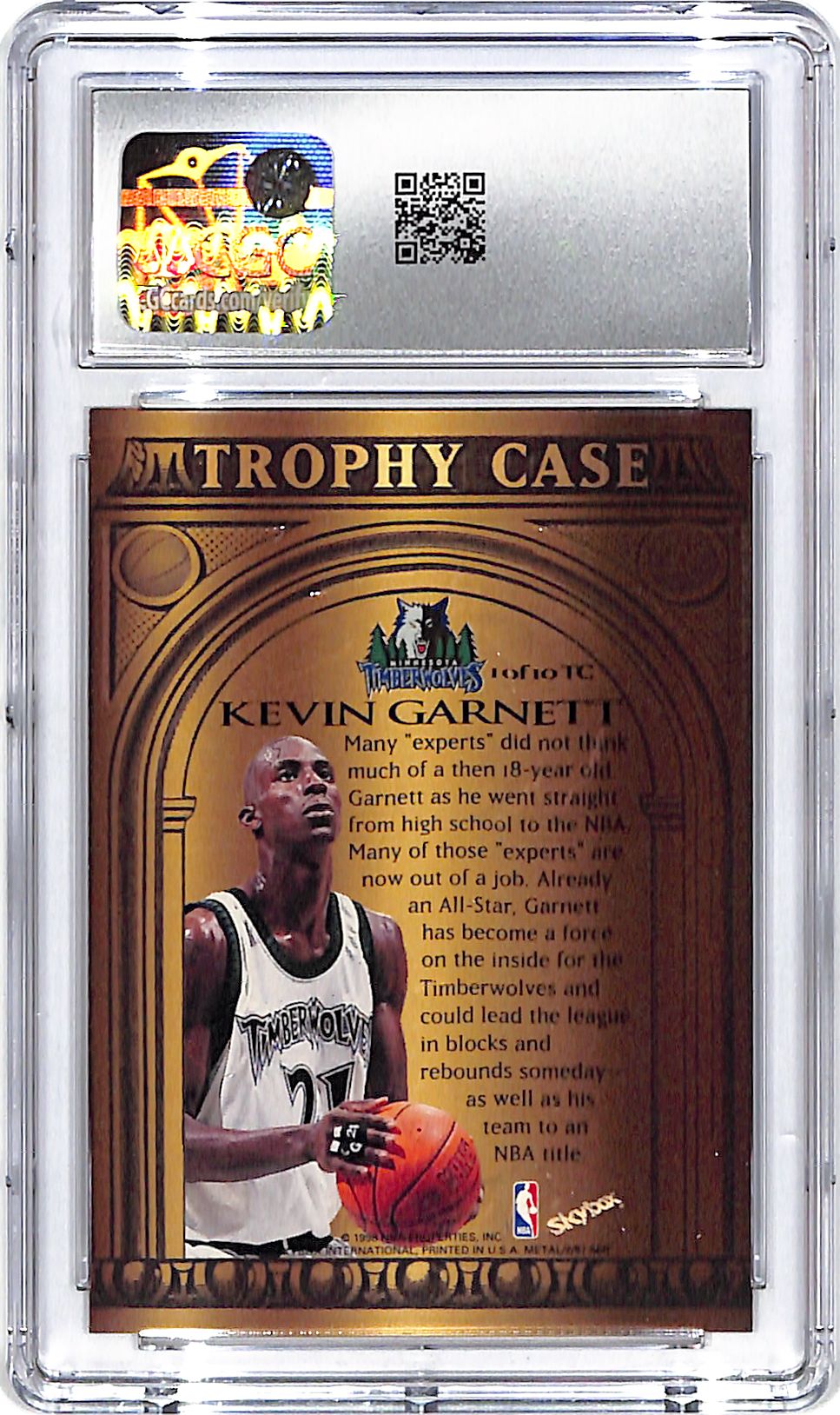 1997-98 Metal Universe Championship Kevin Garnett Trophy Case CGC 9 Timberwolves