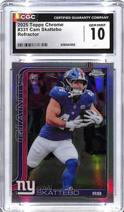 2025 Topps Chrome Cam Skattebo Rookie RC Refractor CGC 10 Giants