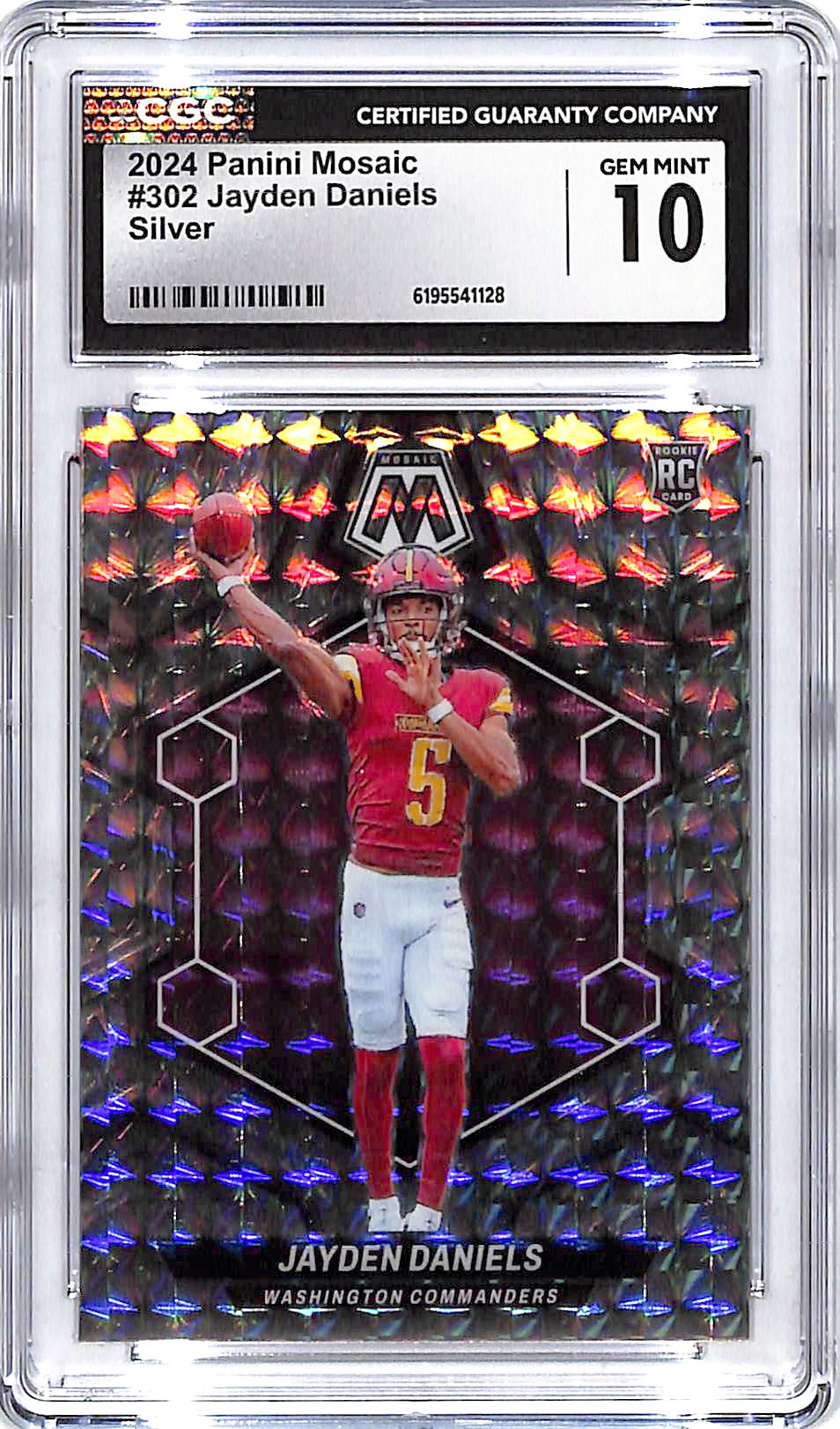 2024 Mosaic Jayden Daniels Rookie RC Silver Mosaic CGC 10 Commanders