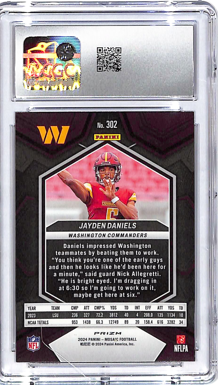 2024 Mosaic Jayden Daniels Rookie RC Silver Mosaic CGC 10 Commanders