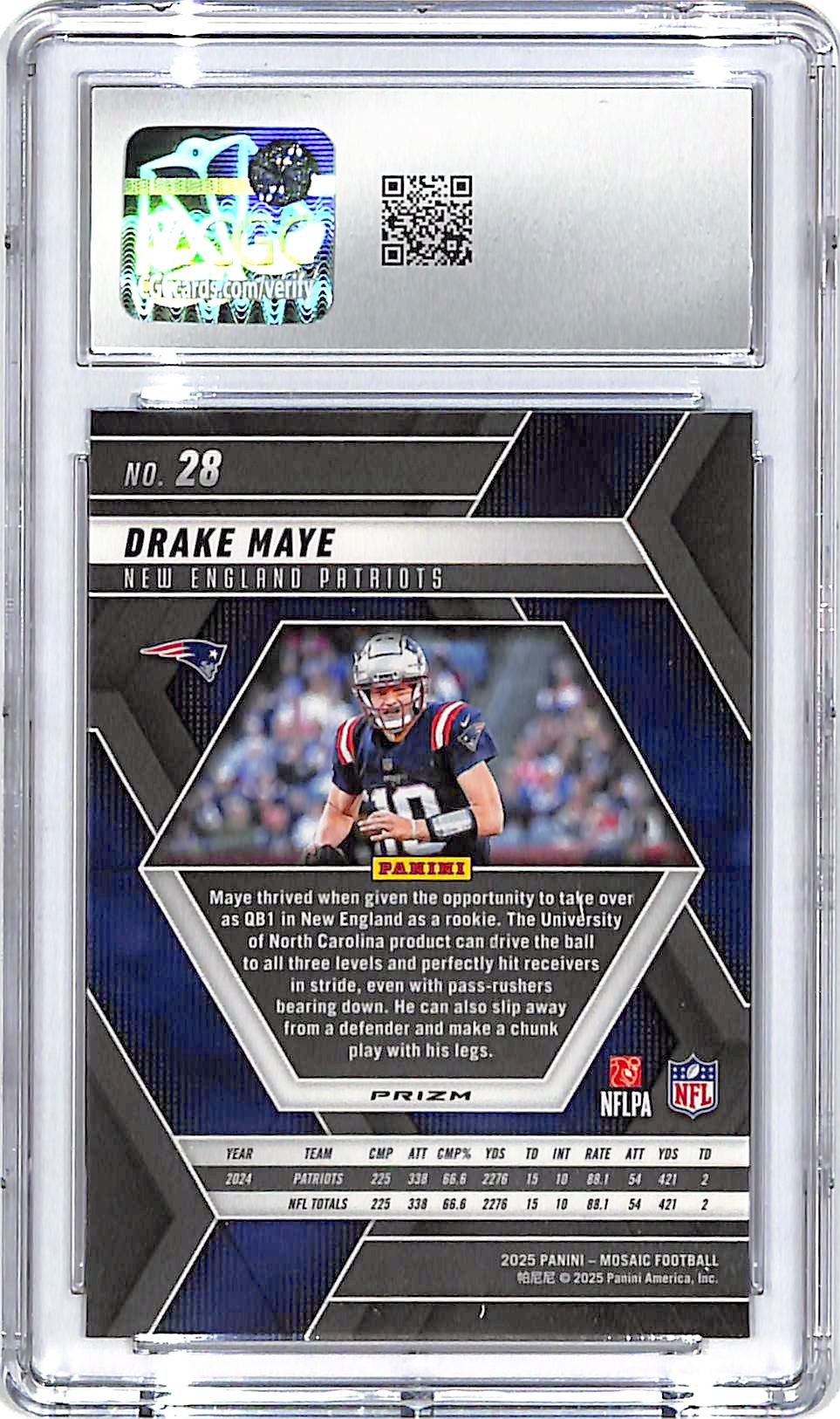 2025 Mosaic Drake Maye Green #28 CGC 9 Patriots
