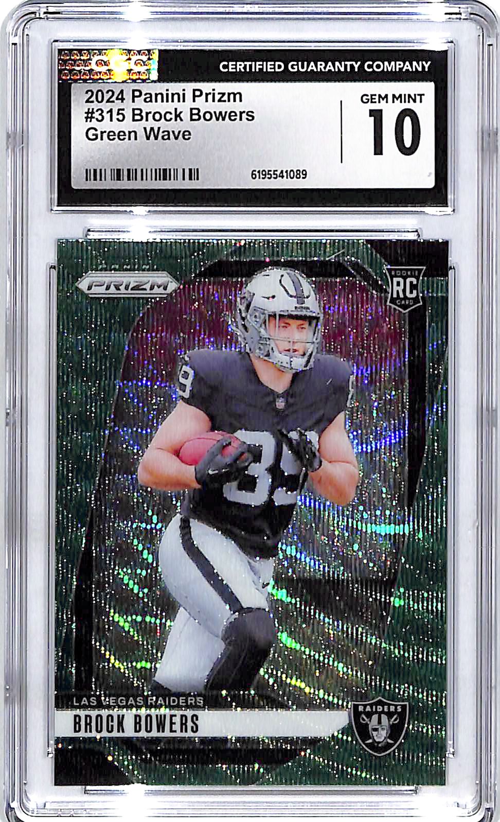 2024 Prizm Brock Bowers Rookie RC Green Wave CGC 10 Raiders