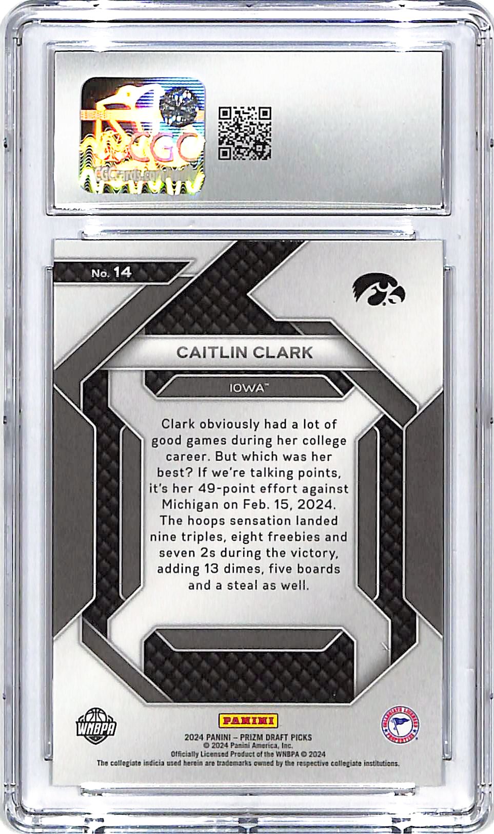 2024 Prizm Draft Picks Caitlin Clark New Recruits Rookie RC CGC 10 Iowa