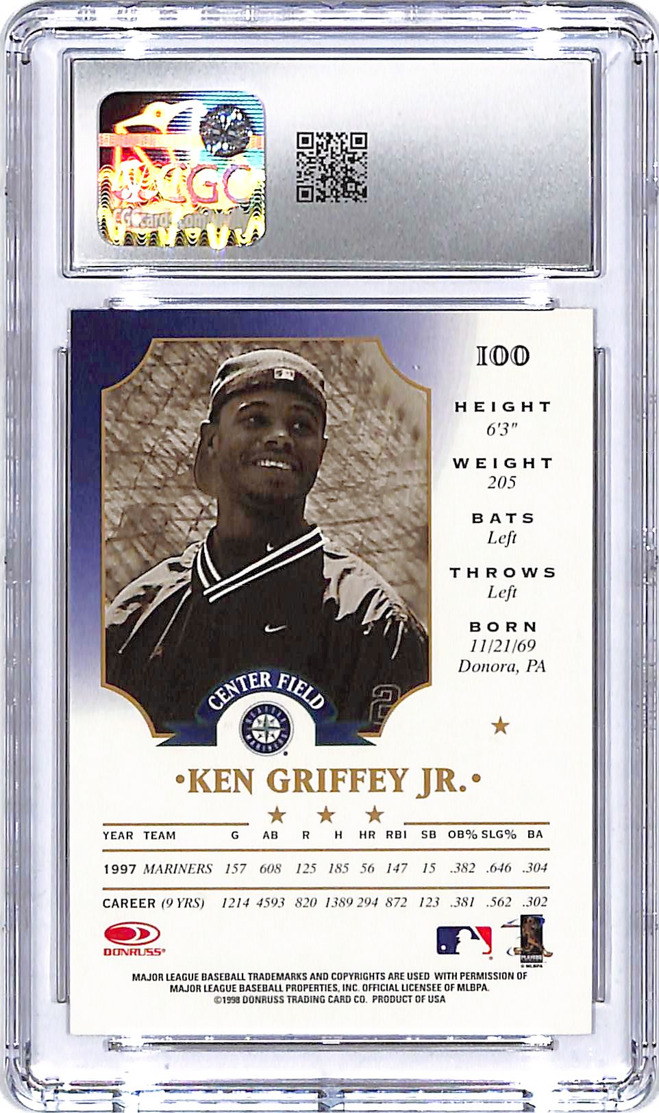 1998 Leaf Ken Griffey Jr #100 CGC 9.5 Mariners