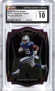 2020 Select Jonathan Taylor Rookie RC Purple Die Cut CGC 10 Colts