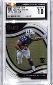 2020 Select Jonathan Taylor Rookie RC White Die Cut Field Level CGC 10 Colts