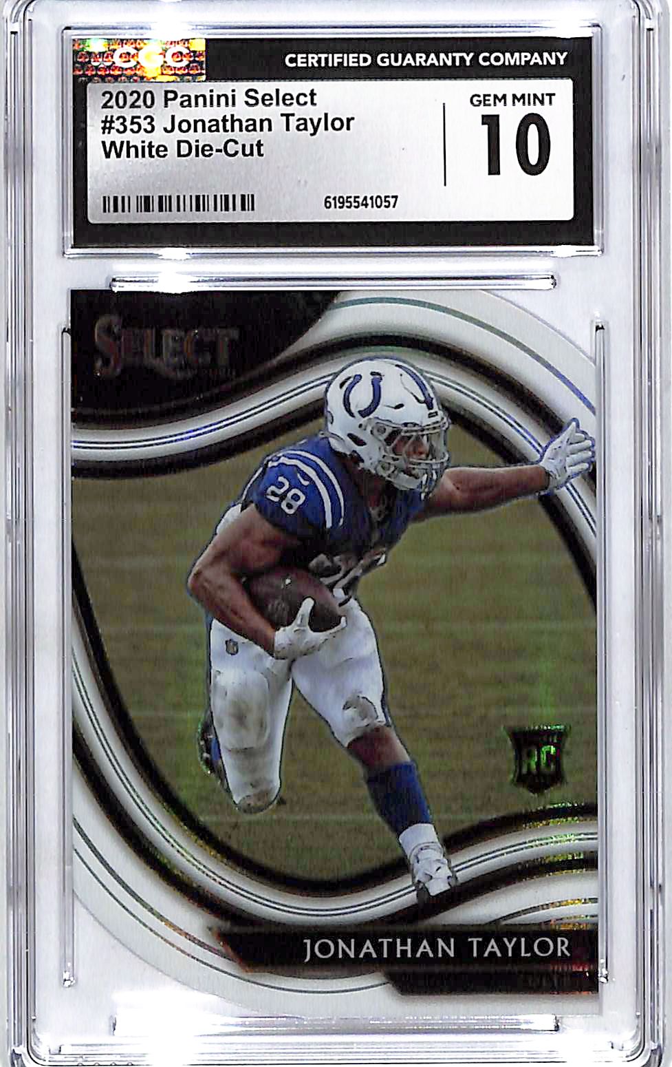 2020 Select Jonathan Taylor Rookie RC White Die Cut Field Level CGC 10 Colts