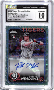 2024 Topps Chrome Update Parker Meadows Auto Autograph Rookie RC Aqua Wave Refractor CGC 10 /199