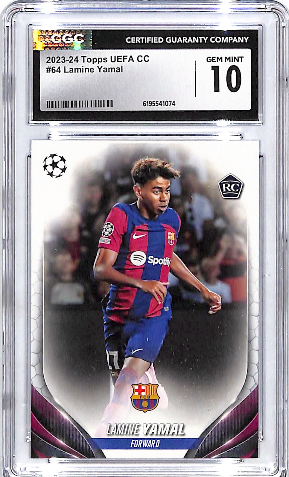 2023-24 Topps UEFA Club Competitions Lamine Yamal Rookie RC #64 CGC 10 Barcelona